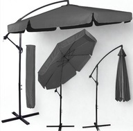 Parasol składany Care Life szary 350 x 250 cm ogrodowy wysięgnik