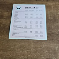 Honda cennik Civic Accord Prelude TN550 Acty 1980