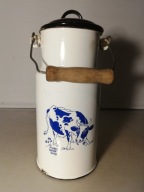 Stara emaliowana kanka bańka na mleko 2L z czasów PRL-u KROWA