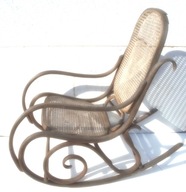 Fotel bujany drewno plus rattan, zabytkowy, design