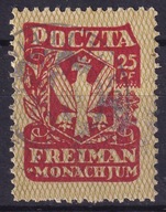 1945 Poczta Freiman Monachjum Orzeł Fi nr 1 MK 1a podwójny poddruk