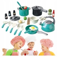ZESTAW AKCESORIÓW KUCHENNYCH DLA DZIECI KUCHNIA NACZYNIA GARNEK DUŻY KOMPLE