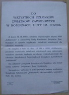 SOLIDARNOŚĆ -plakat -SPRAWY SOCJALNE -1981 rok HUTA IM.LENINA