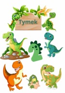 WYDRUK CUKROWY OPŁATEK NA TORT DINOZAURY DINOZAUR POSTACI + GRATIS TEKST