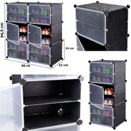 SZAFKA NA BUTY OBUWIE MODUŁOWA REGAŁ ORGANIZER PÓŁKA PUDEŁKA CZARNA LOFT