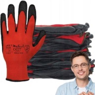 MOCNE RĘKAWICE RĘKAWICZKI ROBOCZE OGRODOWE POWLEKANE LATEKSEM BHP 12 PAR