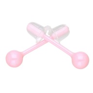 70261 KOL Kolczyki ceramiczne gładka różowa kulka 4mm