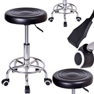 HOKER OBROTOWY NA KÓŁKACH BAROWY STOŁEK FRYZJERSKI KOSMETYCZNY TABORET