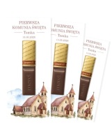 PODZIĘKOWANIE DLA GOŚCI MERCI NA KOMUNIĘ ŚLUB CHRZEST WESELE - 6 SZTUK [W]