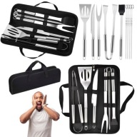 AKCESORIA DO GRILLA ZESTAW SZTUĆCÓW DO SMAŻENIA STAL NIERDZEWNA 9W1 + ETUI