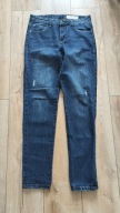 Spodnie damskie S miękki jeans efektowne u ciągliwe perełka 36 pas80