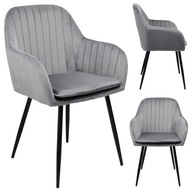 KRZESŁO TAPICEROWANE WELUROWE PIKOWANE GRAFIT FOTEL LOFT DO JADALNI KUCHNI