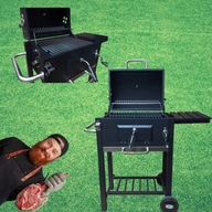 GRILL WĘGLOWY DUŻY ŻELIWNY POPIELNIK RUSZT OGRODOWY Z POKRYWĄ PRZENOŚNY