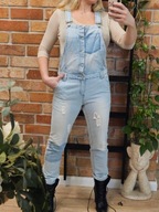 Jennyfer spodnie ogrodniczki jeansy dziury na szelkach r. 36