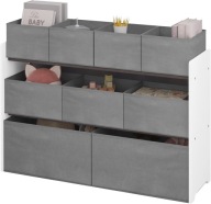 Regał, półka, organizer na zabawki, biały + szary, 92x60x30 cm Lestarain
