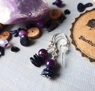 Srebrne 925 kolczyki fioletowe czarne noc kairu i agaty BlackberriesArts
