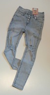 Spodnie Jeansy damskie wysoki stan przetarcia dziury L/XL 38/40
