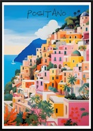 A2 KOLOROWY PIĘKNY PLAKAT POSITANO WŁOCHY WYBRZEŻE AMALFI AMALFITAŃSKIE