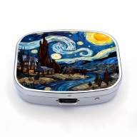 ETUI PUDEŁKO NA LEKI ,METAL ,PLASTIK gwiazdy noc BŁĘKIT ANIME PIĘKNE MODNE