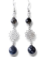 AW62 Kolczyki kamienie AGAT WĘŻOWY