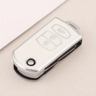 Biało-srebrne etui kluczyk MAZDA 2 3 5 6 CX5 CX7 CX9 MX5 MPV - 3 przyciski