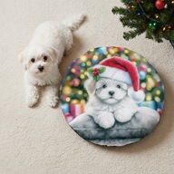 Poduszka/mata do spania dla psa pieska okrągła 55cm Maltańczyk, Maltuś