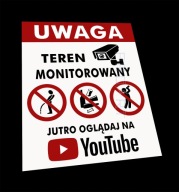 Metalowa tabliczka teren monitorowany zakaz sikania picia alkoholu śmieci