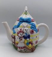 Vintage, bajkowy piękny Dzbanek z porcelany na Wielkanoc pojemność 1 litr