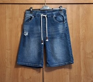 Męskie jeansowe spodenki szorty pas z gumą 42 pas 84 cm jak nowe