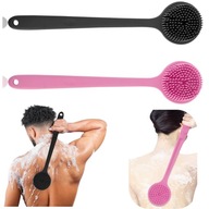 Zestaw 2 silikonowych szczotek do ciała pleców z długą rączką pod prysznic
