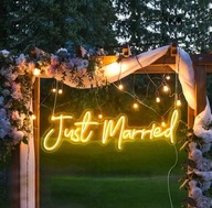 Neon LED na ścianę JUST MARRIED prezent napis dekoracja ślub + zasilacz