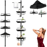 PÓŁKA DO ŁAZIENKI ŚCIENNA WNĘKOWA PRYSZNICOWA TELESKOPOWA 4 POZIOMY CZARNA