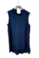 granatowa bluzka stójka długa oversize trapezowa tunika