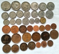 zestaw monet Wielka Brytania 41st Elżbieta Jerzy VI Jerzy V Edward Wiktoria