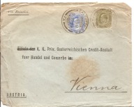 INDIE CALCUTTA -koperta firmowa BANK DEUTSCH-ASIATISCHE -obieg WIEDEŃ 1911