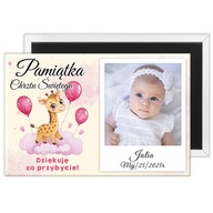 PAMIĄTKA CHRZTU ŚWIĘTEGO magnes ze zdjęciem „Żyrafa i Balonik” + OPAKOWANIE