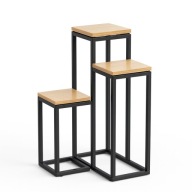 KWIETNIK STOJĄCY METALOWY DREWNIANY LOFT CZARNY STOJAK NA KWIATY DO SALONU