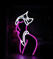 Neon LED na ścianę sexy kobieta prezent dla chłopaka kawalerski B zasilacz
