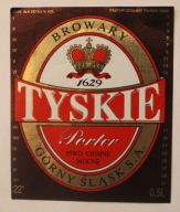 ETYKIETA - TYSKIE - BROWARY GÓRNY ŚLĄSK - TYSKIE Porter PIWO CIEMNE MOCNE