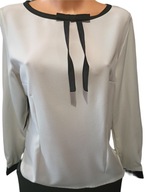 Bluzka elegancka biała kokarda czarny troczek r. 40