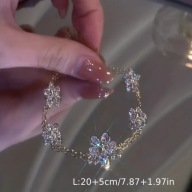 BRANSOLETKA DIAMENTY KRYSZTAŁY SZKLANY kwiaty cyrkonia DIAMENCIKI VINTAGE