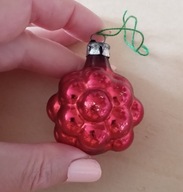 STARA ozdobna BOMBKA na choinkę SZYSZKA PRL-u złoty - czerwona