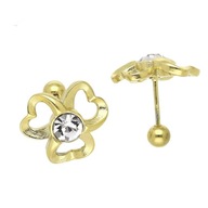 65717 Kolczyki złota stal chirurgiczna piercing kwiatek z cyrkonią