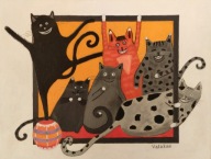 Szczęśliwe koty. (Art_0038). Nowy obraz. Na płótnie. 40x30. Valakum.
