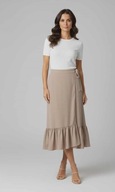 Anna Field spódnica kopertowa M 38 beżowa midi z falbanką