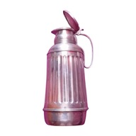 Mosiężny niklowany termos ze szklanym wkładem. Niemcy, około połowy XX w.