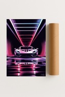 Plakat bez ramy 50x70 cm Auto sportowe w ciemnym tunelu – moc i styl