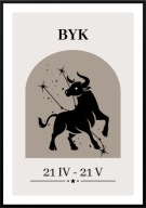 A2 PLAKAT OBRAZ ZNAK ZODIAKU BYK, NATURA, HOROSKOP, DO DOMU, NA PREZENT