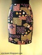 Spódnica ołówkowa kwiaty kieszenie r 38