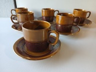 TUŁOWICE FILIŻANKI ZE SPODKAMI ZŁOCENIA SERWIS DO KAWY PORCELIT VINTAGE PRL
